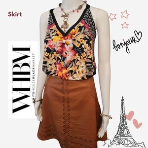 White House Black Market Brown Laser-Cut A-Line Mini Skirt